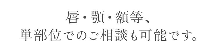 唇・顎・額等、単部位でのご相談も可能です。