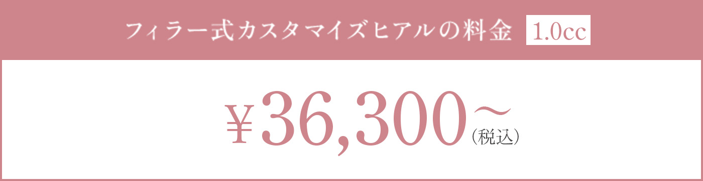 フィラー式カスタマイズヒアルの料金 36,300円～(税込)