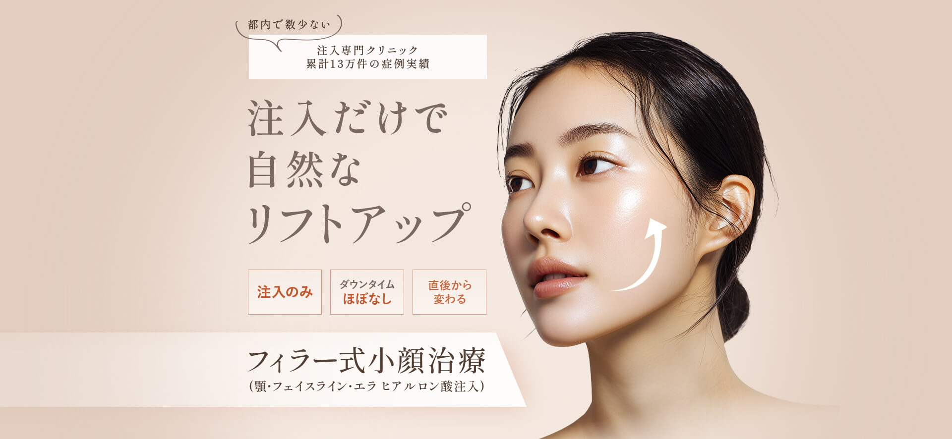 注入だけで自然なリフトアップ フィラー式小顔治療
